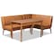Baxton Studio Daymond Mid-Century Modern Tan Faux Leather and Walnut Brown Finished Wood 3-Piece Dining Nook Set 186-11352-9305-Zoro - alternate 1